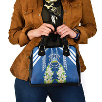 Nicaragua Independence Day 1821 Shoulder Handbag Coat Of Arms With Plumeria - Wonder Print Shop