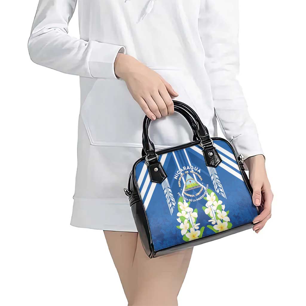 Nicaragua Independence Day 1821 Shoulder Handbag Coat Of Arms With Plumeria - Wonder Print Shop