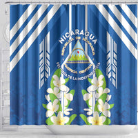 Nicaragua Independence Day 1821 Shower Curtain Coat Of Arms With Plumeria - Wonder Print Shop