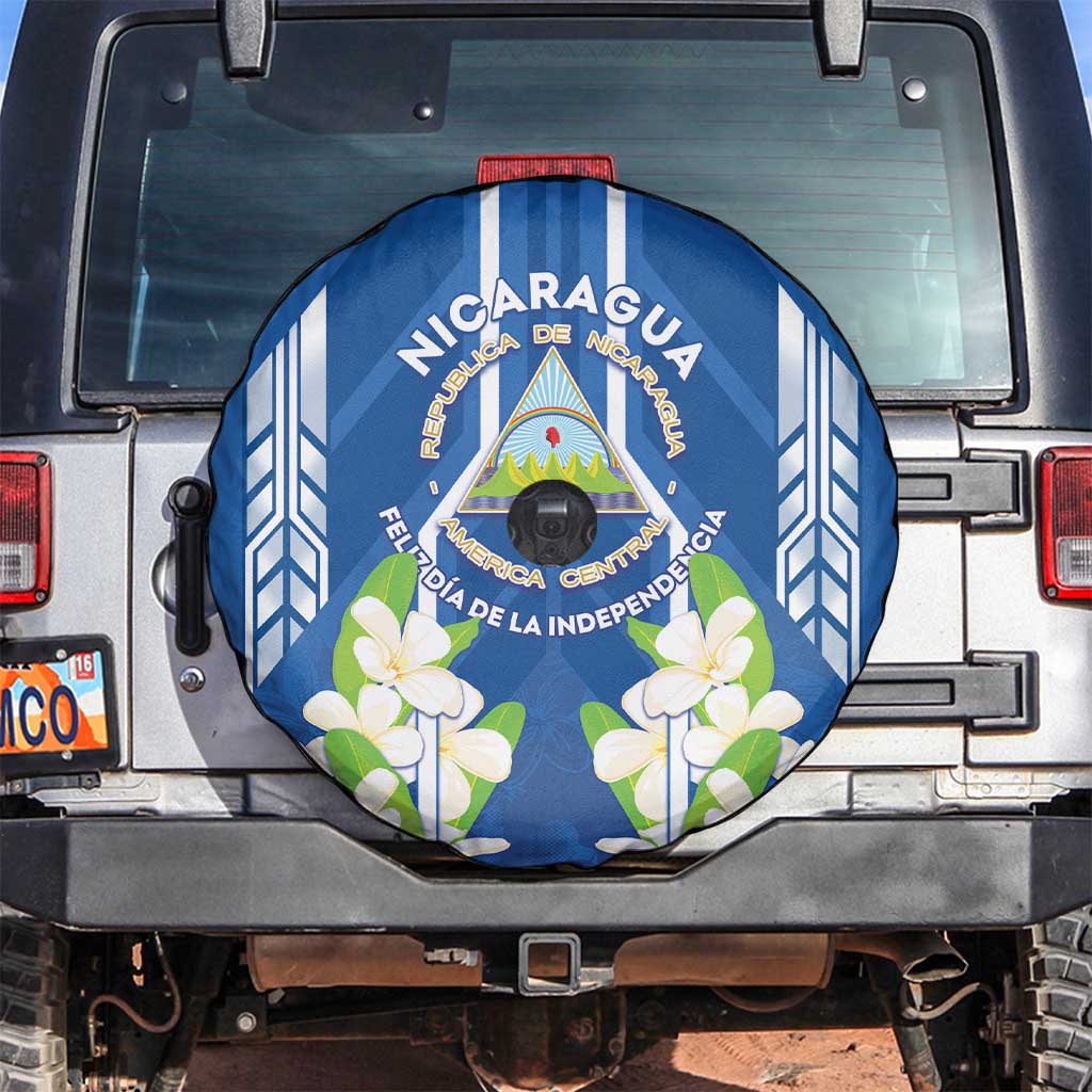 Nicaragua Independence Day 1821 Spare Tire Cover Coat Of Arms With Plumeria - Wonder Print Shop