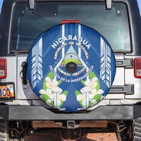 Nicaragua Independence Day 1821 Spare Tire Cover Coat Of Arms With Plumeria - Wonder Print Shop