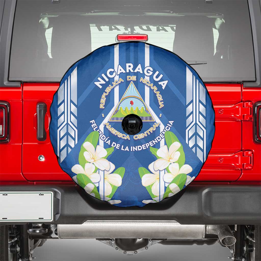 Nicaragua Independence Day 1821 Spare Tire Cover Coat Of Arms With Plumeria - Wonder Print Shop