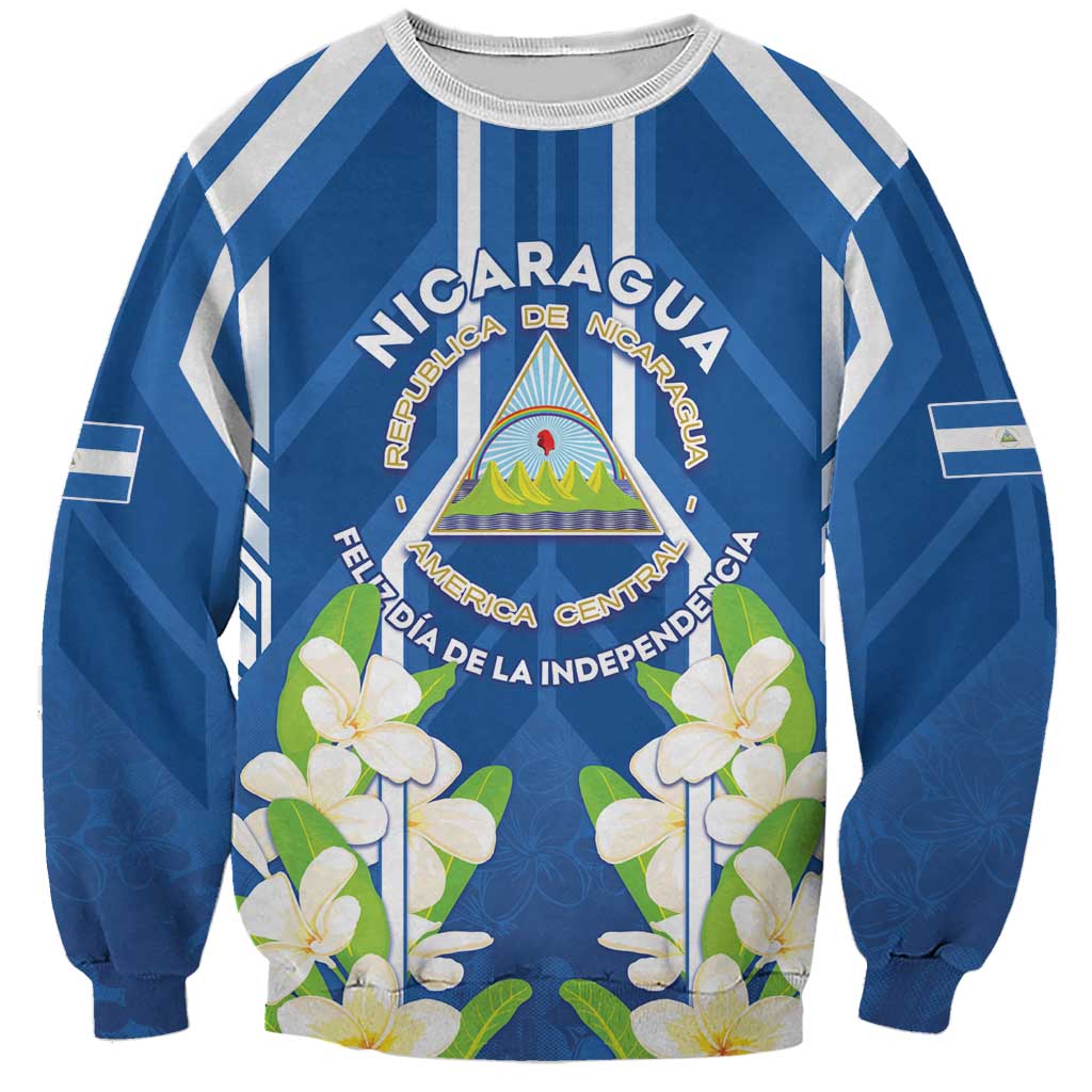Nicaragua Independence Day 1821 Sweatshirt Coat Of Arms With Plumeria - Wonder Print Shop