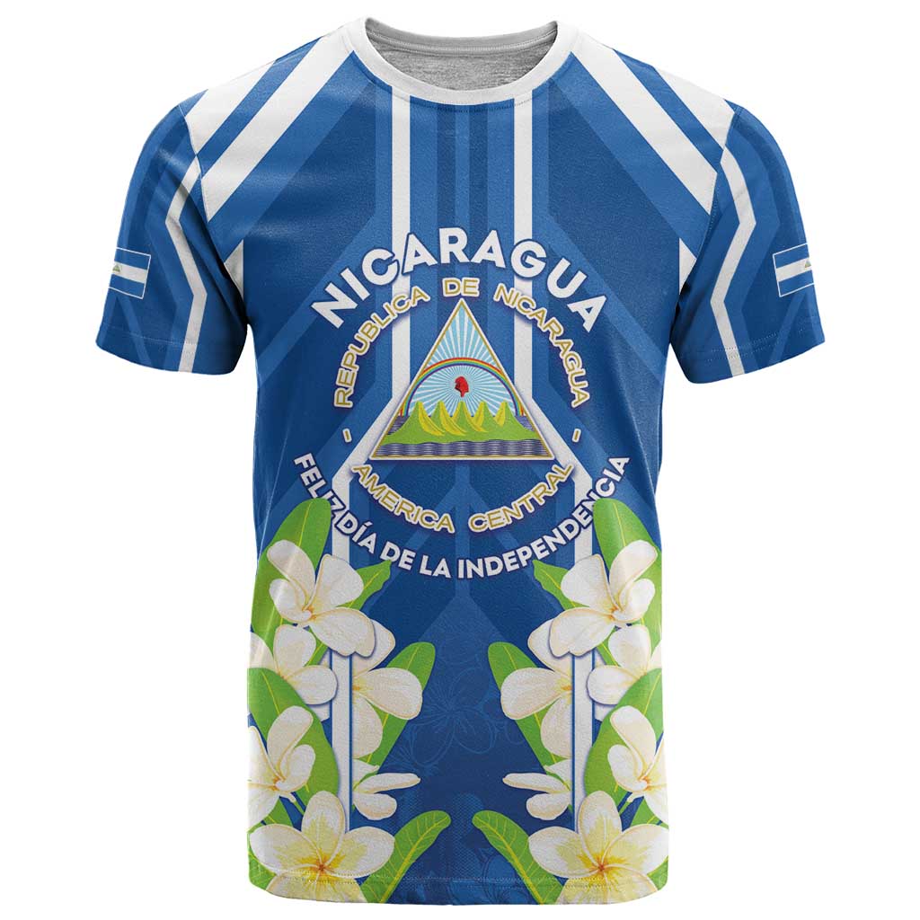 Nicaragua Independence Day 1821 T Shirt Coat Of Arms With Plumeria - Wonder Print Shop