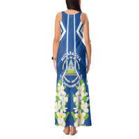 Nicaragua Independence Day 1821 Tank Maxi Dress Coat Of Arms With Plumeria - Wonder Print Shop