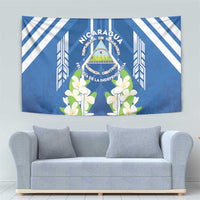 Nicaragua Independence Day 1821 Tapestry Coat Of Arms With Plumeria - Wonder Print Shop