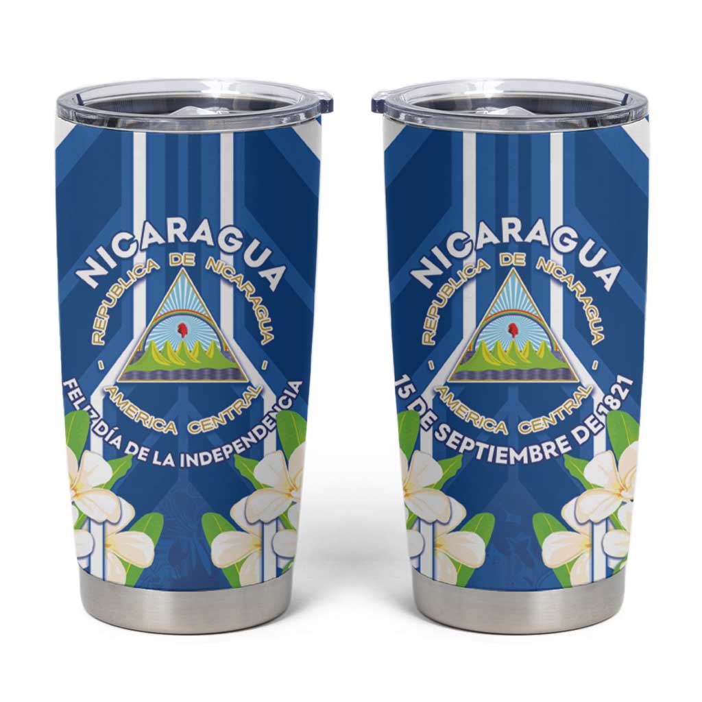 Nicaragua Independence Day 1821 Tumbler Cup Coat Of Arms With Plumeria - Wonder Print Shop