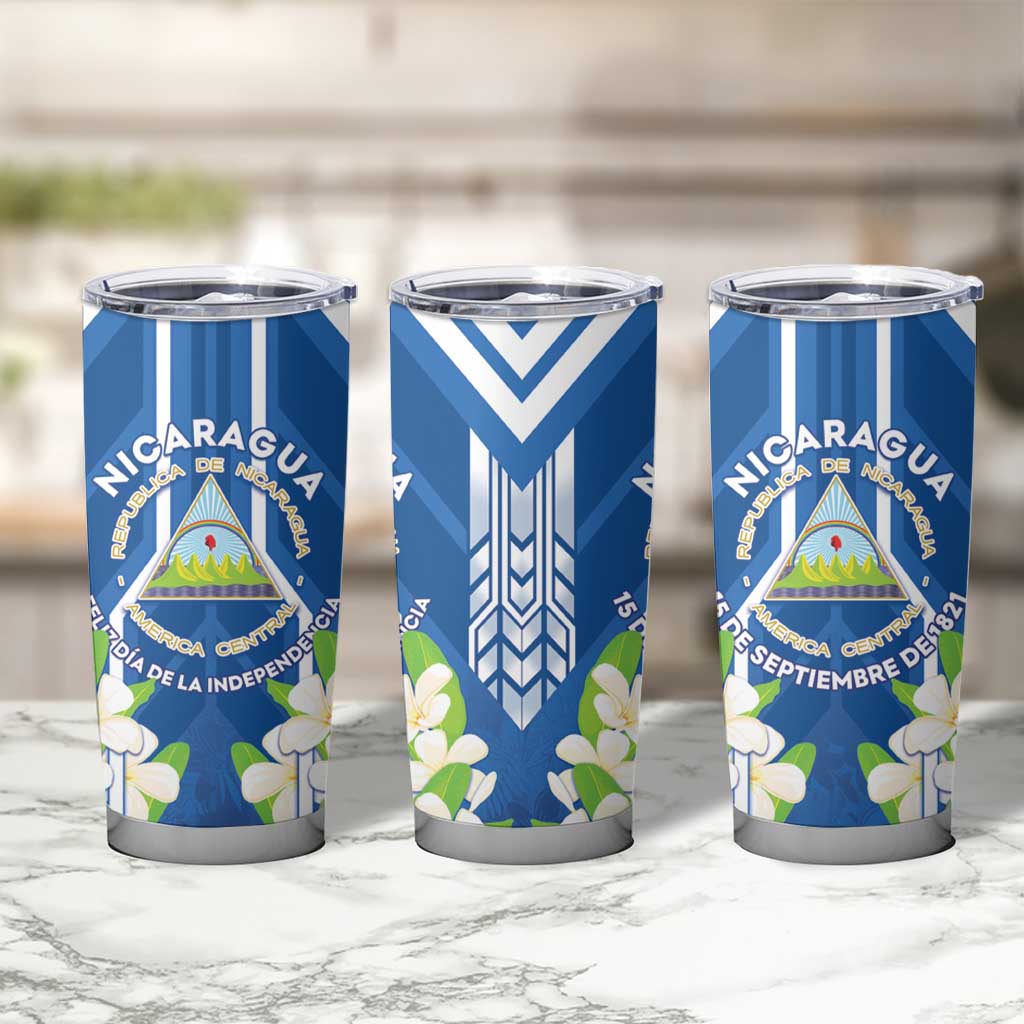 Nicaragua Independence Day 1821 Tumbler Cup Coat Of Arms With Plumeria - Wonder Print Shop