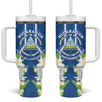 Nicaragua Independence Day 1821 Tumbler With Handle Coat Of Arms With Plumeria - Wonder Print Shop