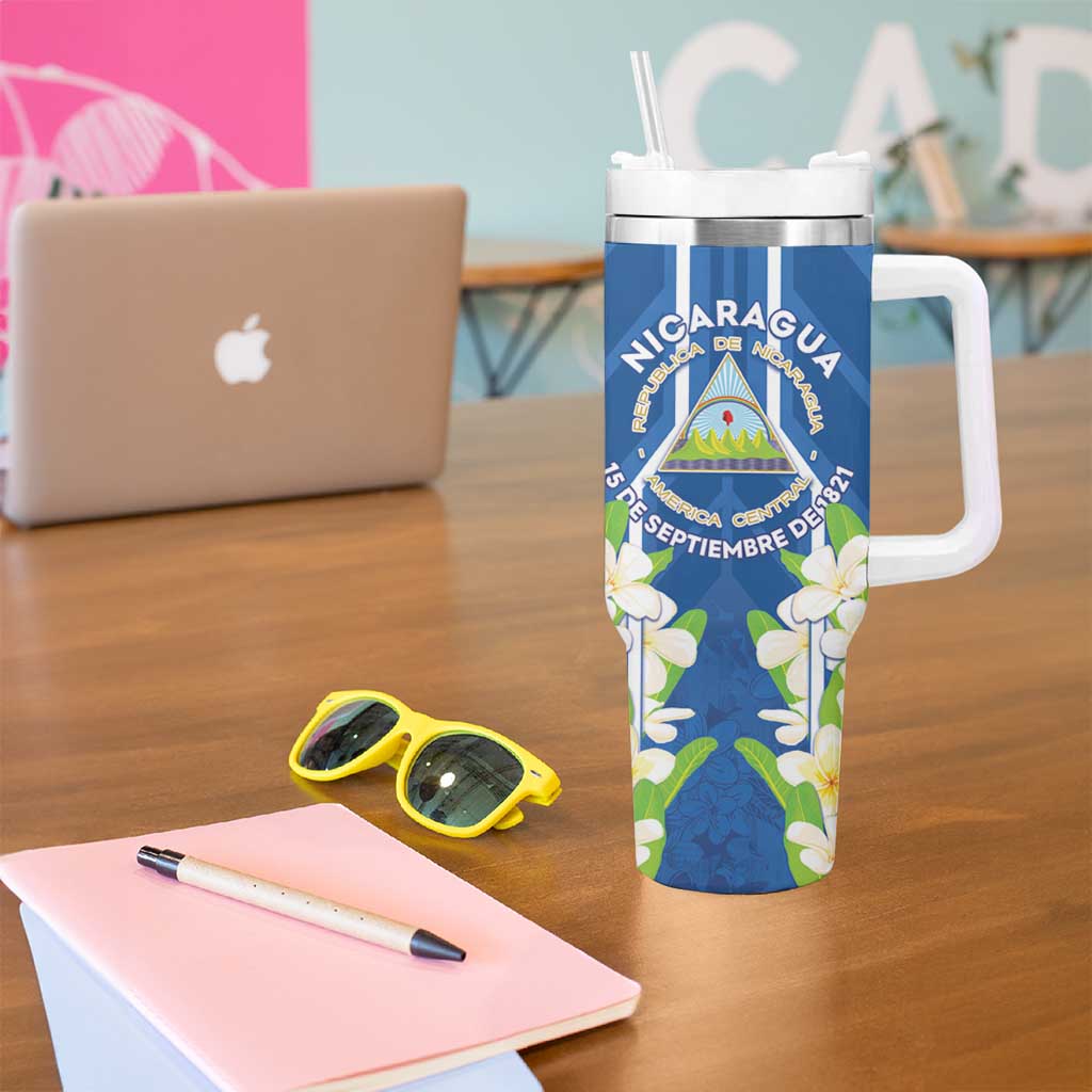 Nicaragua Independence Day 1821 Tumbler With Handle Coat Of Arms With Plumeria - Wonder Print Shop