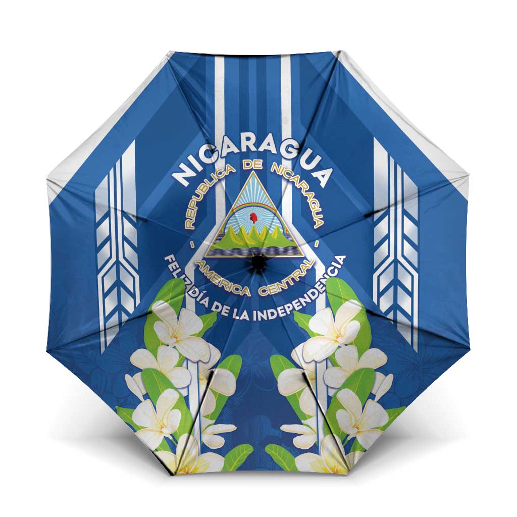 Nicaragua Independence Day 1821 Umbrella Coat Of Arms With Plumeria - Wonder Print Shop