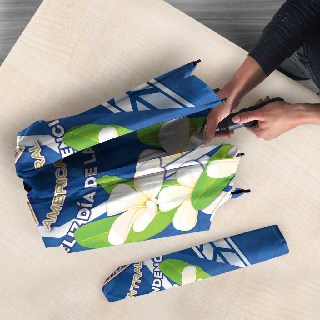 Nicaragua Independence Day 1821 Umbrella Coat Of Arms With Plumeria - Wonder Print Shop