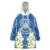 Nicaragua Independence Day 1821 Wearable Blanket Hoodie Coat Of Arms With Plumeria - Wonder Print Shop