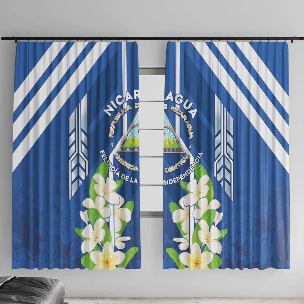 Nicaragua Independence Day 1821 Window Curtain Coat Of Arms With Plumeria - Wonder Print Shop