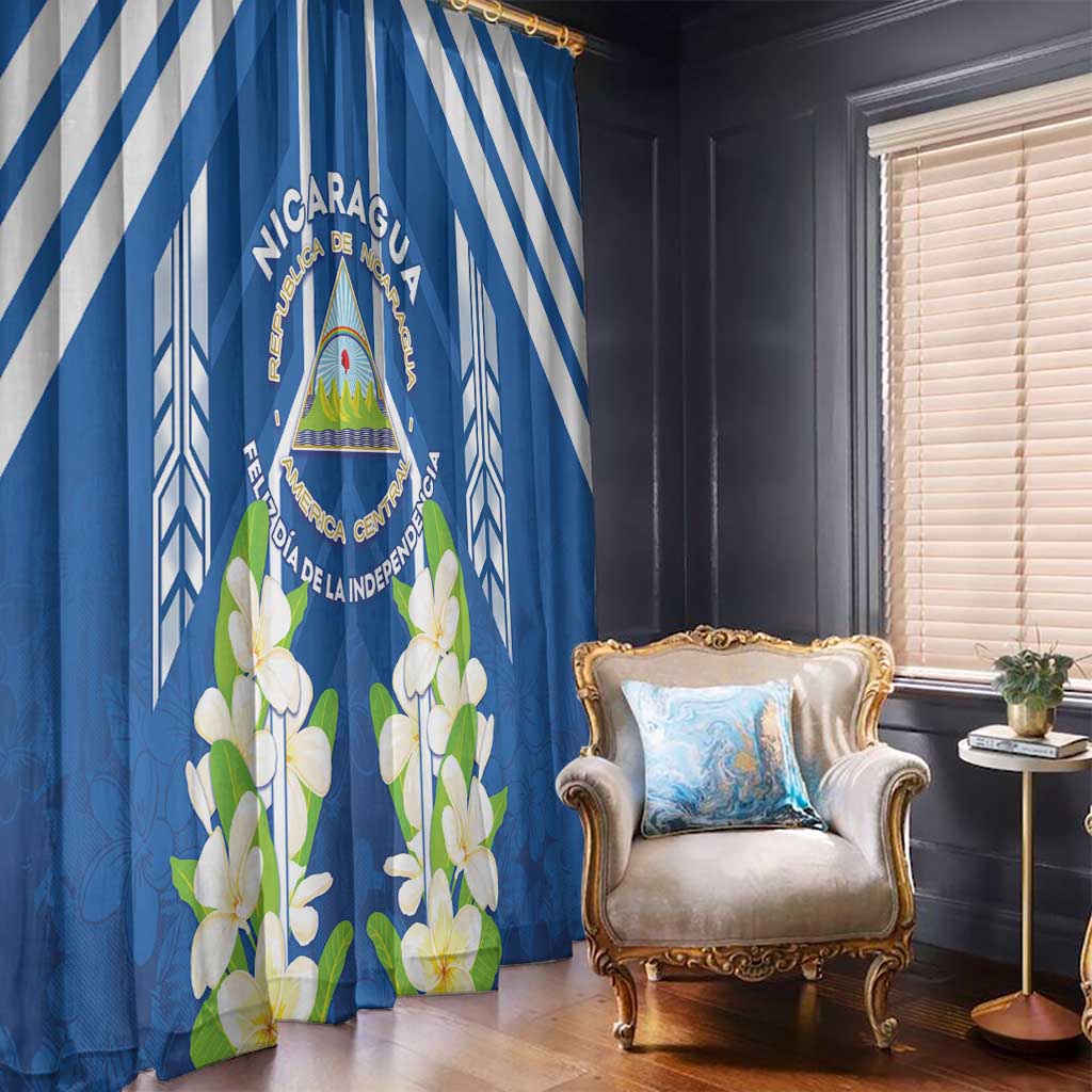 Nicaragua Independence Day 1821 Window Curtain Coat Of Arms With Plumeria - Wonder Print Shop