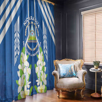 Nicaragua Independence Day 1821 Window Curtain Coat Of Arms With Plumeria - Wonder Print Shop