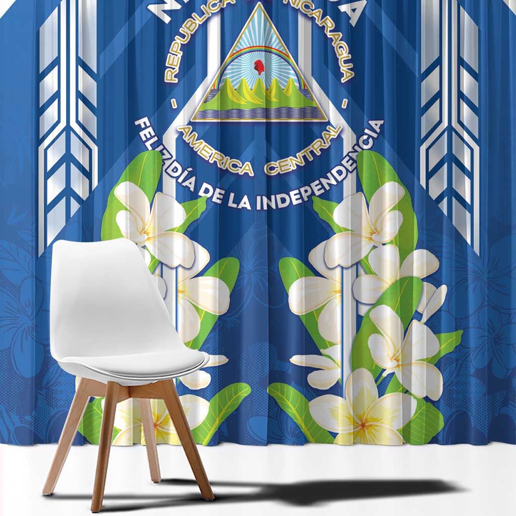 Nicaragua Independence Day 1821 Window Curtain Coat Of Arms With Plumeria - Wonder Print Shop