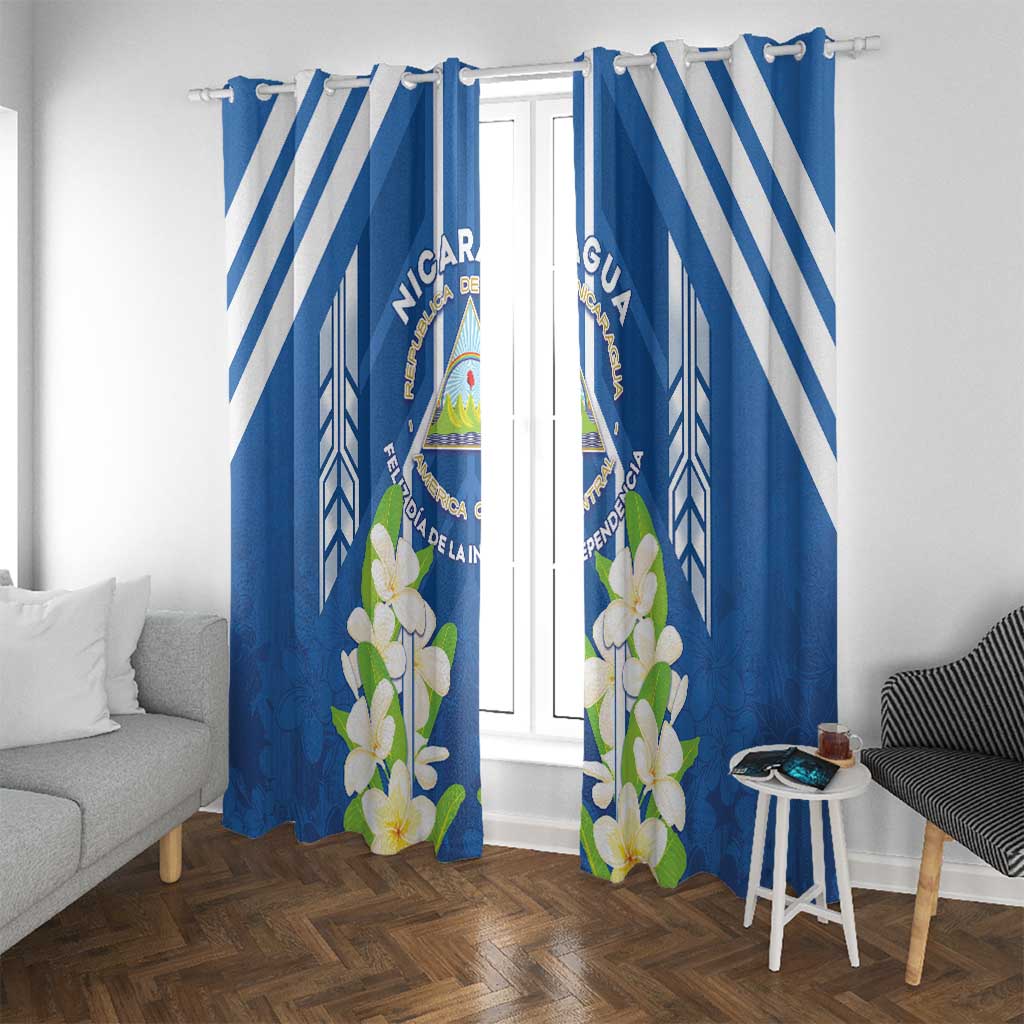 Nicaragua Independence Day 1821 Window Curtain Coat Of Arms With Plumeria - Wonder Print Shop