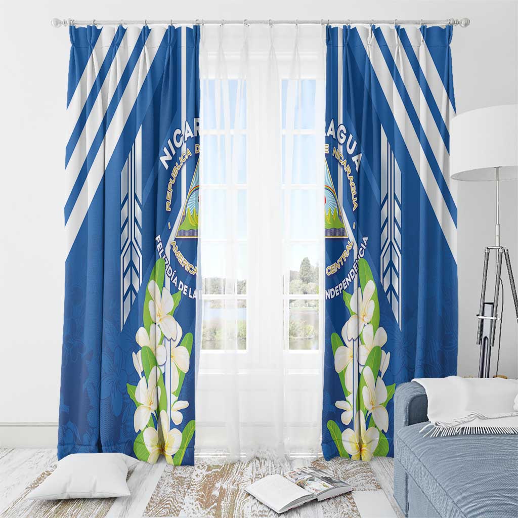 Nicaragua Independence Day 1821 Window Curtain Coat Of Arms With Plumeria - Wonder Print Shop