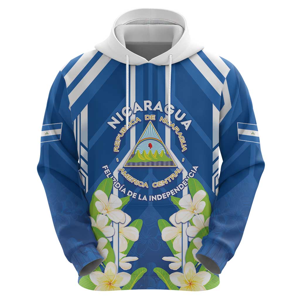 Nicaragua Independence Day 1821 Zip Hoodie Coat Of Arms With Plumeria - Wonder Print Shop