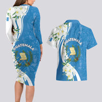 Guatemala 1821 Chapin Couples Matching Long Sleeve Bodycon Dress and Hawaiian Shirt Happy Independence Day - Wonder Print Shop