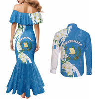Guatemala 1821 Chapin Couples Matching Mermaid Dress and Long Sleeve Button Shirt Happy Independence Day - Wonder Print Shop