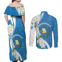 Guatemala 1821 Chapin Couples Matching Off Shoulder Maxi Dress and Long Sleeve Button Shirt Happy Independence Day - Wonder Print Shop