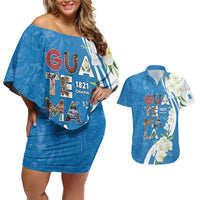 Guatemala 1821 Chapin Couples Matching Off Shoulder Short Dress and Hawaiian Shirt Happy Independence Day - Wonder Print Shop