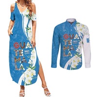 Guatemala 1821 Chapin Couples Matching Summer Maxi Dress and Long Sleeve Button Shirt Happy Independence Day - Wonder Print Shop