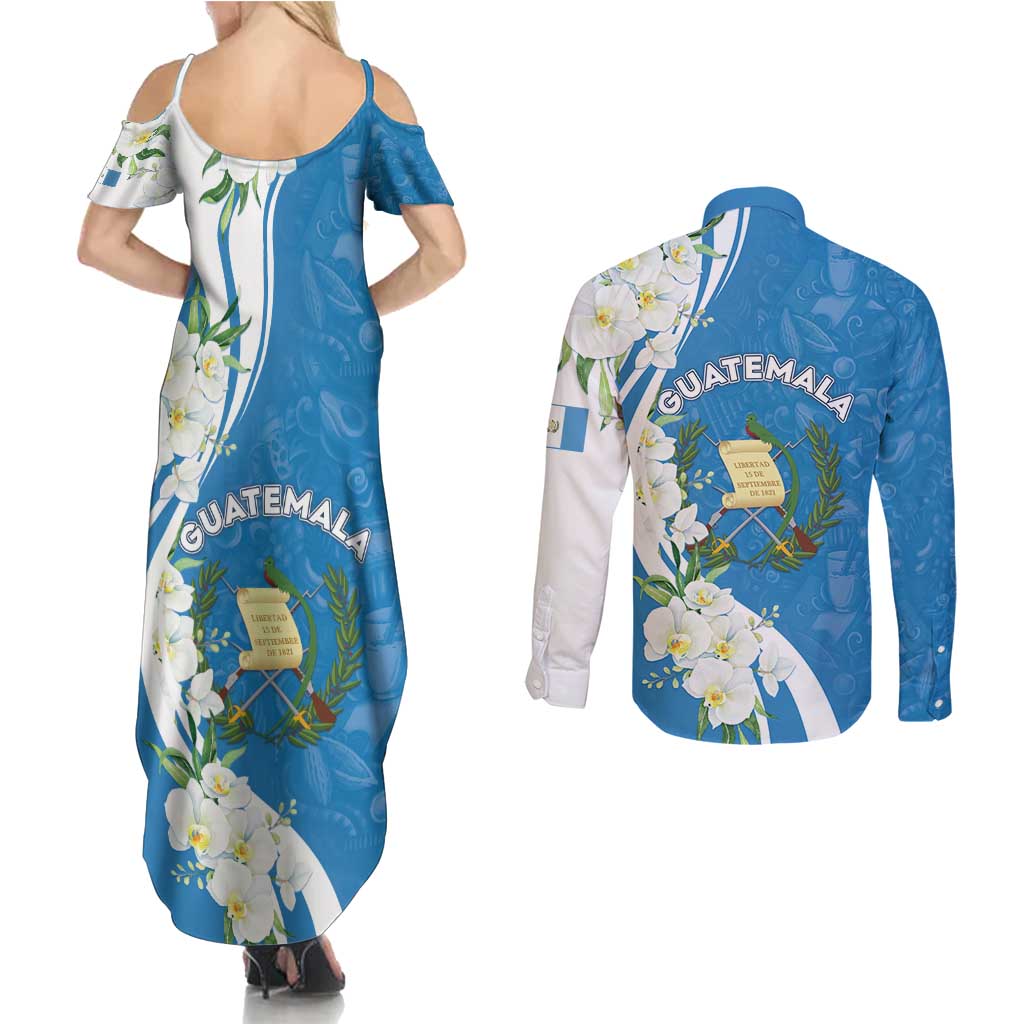 Guatemala 1821 Chapin Couples Matching Summer Maxi Dress and Long Sleeve Button Shirt Happy Independence Day - Wonder Print Shop