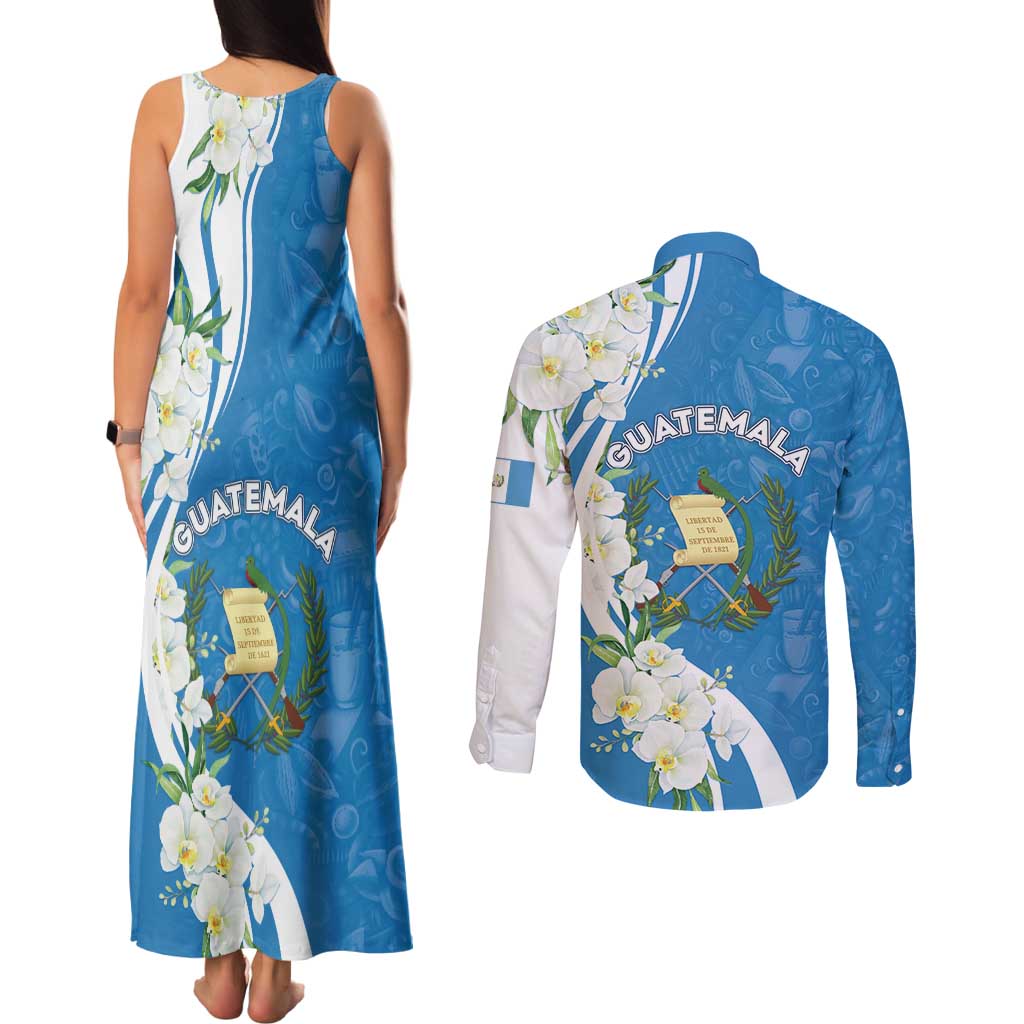 Guatemala 1821 Chapin Couples Matching Tank Maxi Dress and Long Sleeve Button Shirt Happy Independence Day - Wonder Print Shop