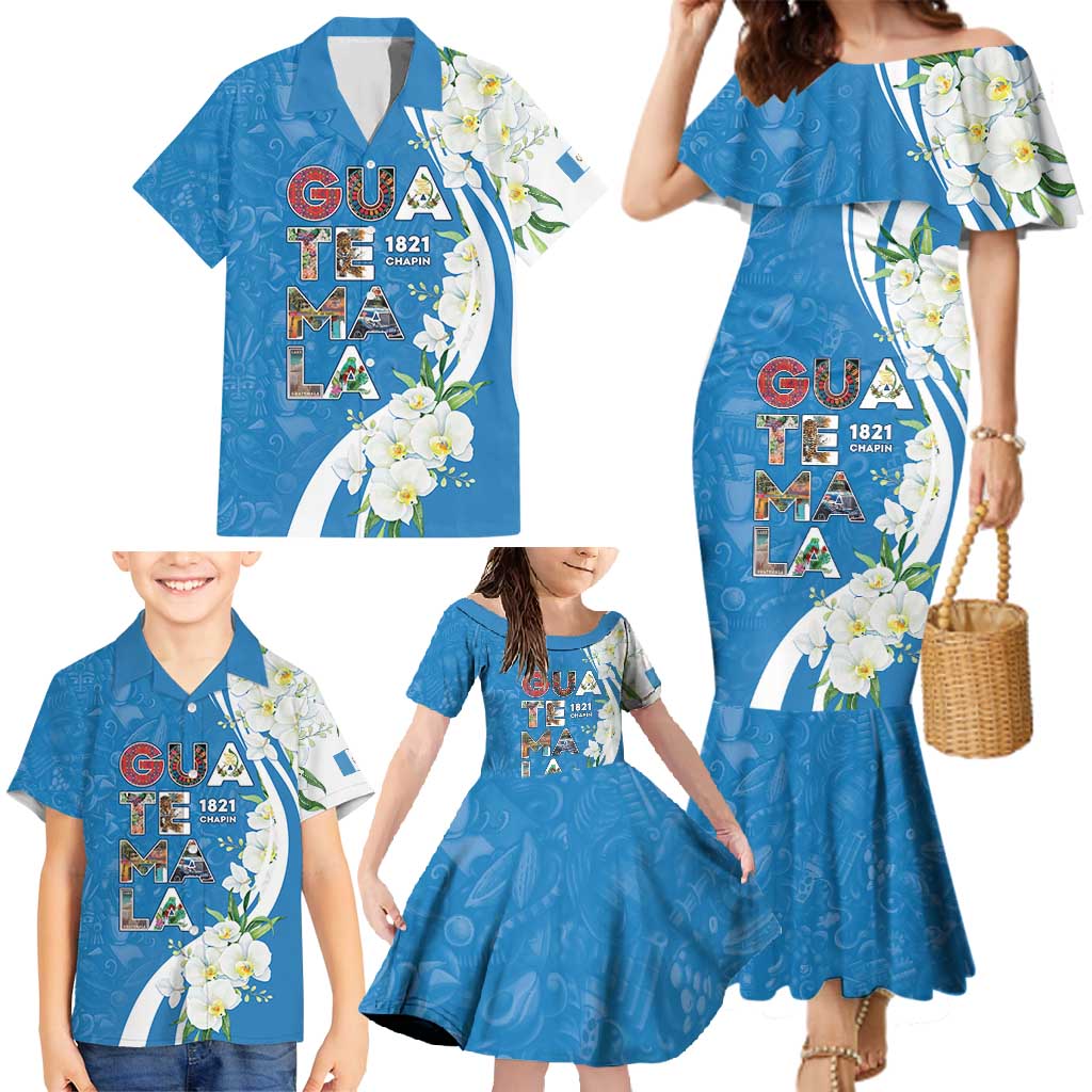 Guatemala 1821 Chapin Family Matching Mermaid Dress and Hawaiian Shirt Happy Independence Day - Wonder Print Shop