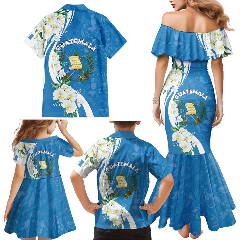 Guatemala 1821 Chapin Family Matching Mermaid Dress and Hawaiian Shirt Happy Independence Day - Wonder Print Shop