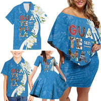 Guatemala 1821 Chapin Family Matching Off Shoulder Short Dress and Hawaiian Shirt Happy Independence Day - Wonder Print Shop