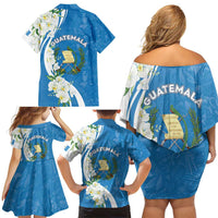 Guatemala 1821 Chapin Family Matching Off Shoulder Short Dress and Hawaiian Shirt Happy Independence Day - Wonder Print Shop
