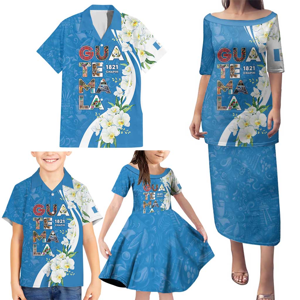 Guatemala 1821 Chapin Family Matching Puletasi and Hawaiian Shirt Happy Independence Day - Wonder Print Shop