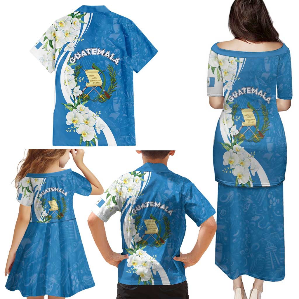 Guatemala 1821 Chapin Family Matching Puletasi and Hawaiian Shirt Happy Independence Day - Wonder Print Shop
