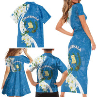 Guatemala 1821 Chapin Family Matching Short Sleeve Bodycon Dress and Hawaiian Shirt Happy Independence Day - Wonder Print Shop