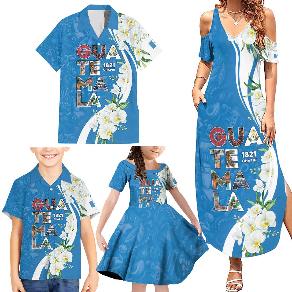 Guatemala 1821 Chapin Family Matching Summer Maxi Dress and Hawaiian Shirt Happy Independence Day - Wonder Print Shop