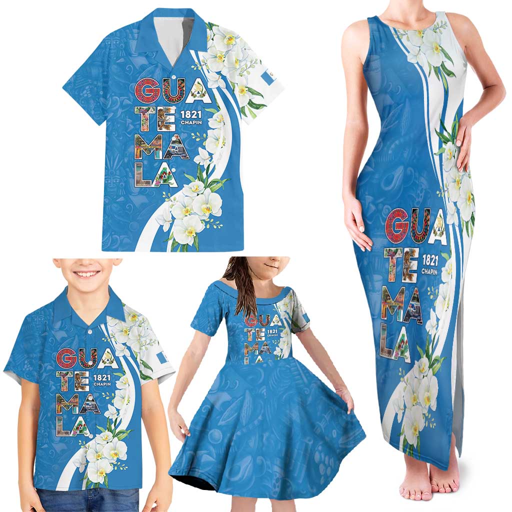 Guatemala 1821 Chapin Family Matching Tank Maxi Dress and Hawaiian Shirt Happy Independence Day - Wonder Print Shop