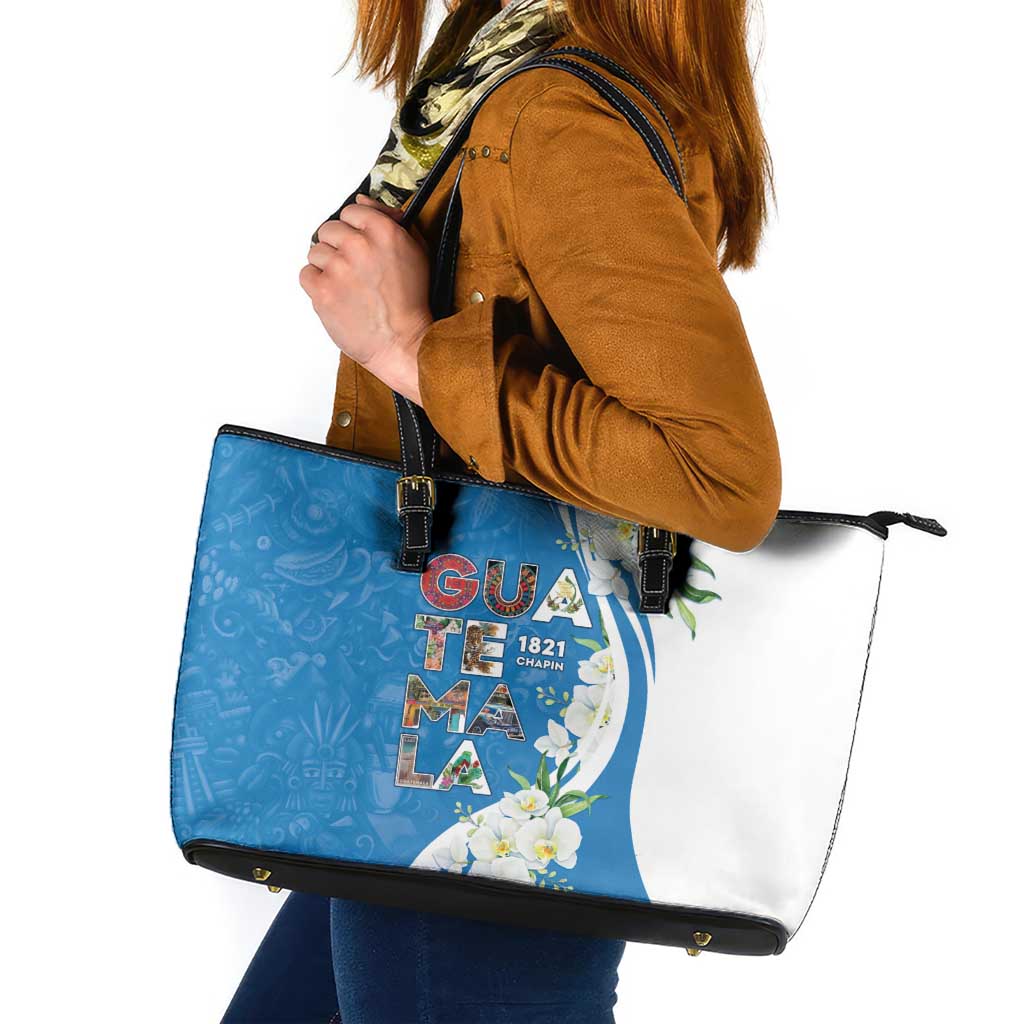 Guatemala 1821 Chapin Leather Tote Bag Happy Independence Day - Wonder Print Shop