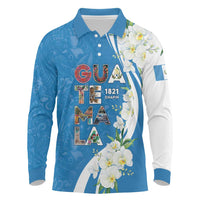 Guatemala 1821 Chapin Long Sleeve Polo Shirt Happy Independence Day - Wonder Print Shop