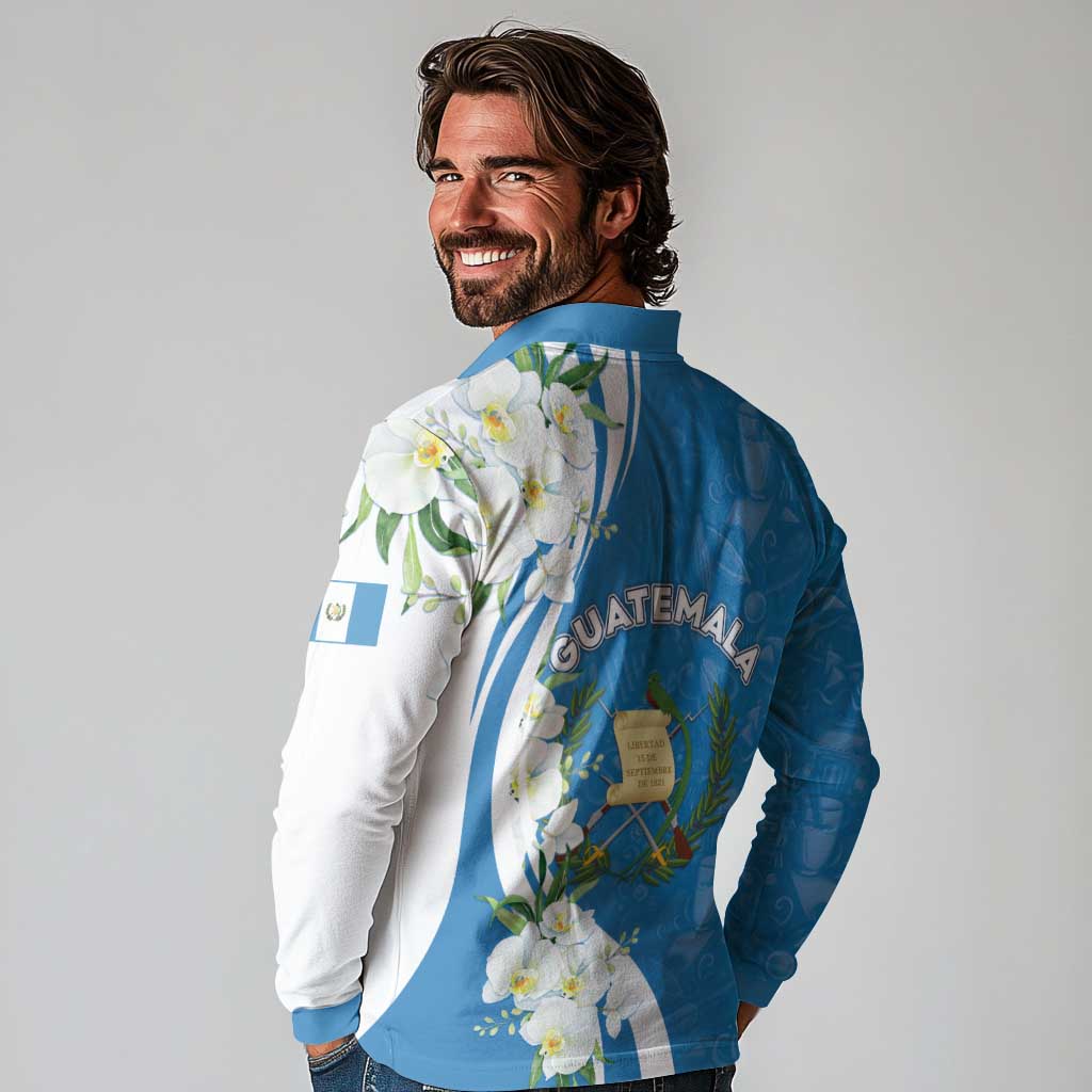 Guatemala 1821 Chapin Long Sleeve Polo Shirt Happy Independence Day - Wonder Print Shop