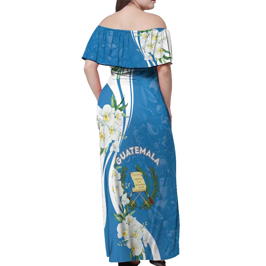 Guatemala 1821 Chapin Off Shoulder Maxi Dress Happy Independence Day - Wonder Print Shop