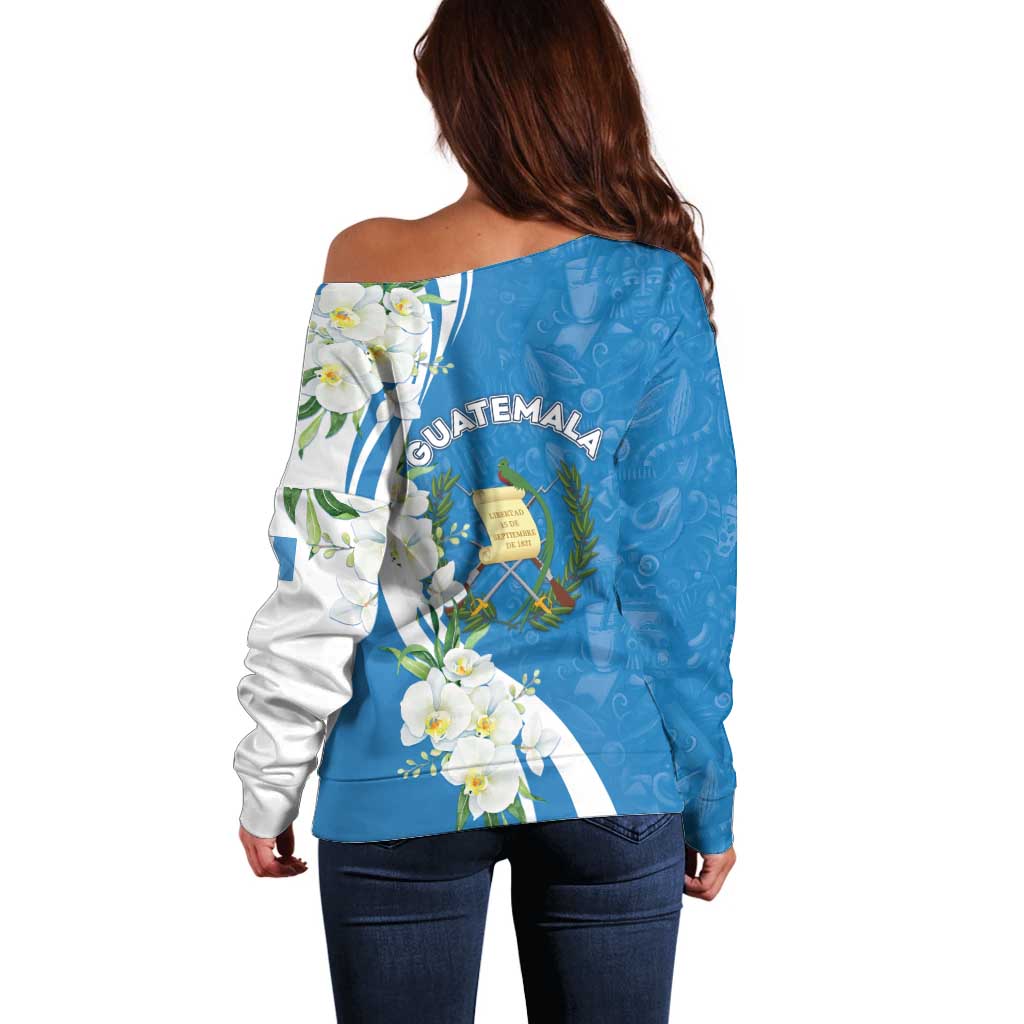 Guatemala 1821 Chapin Off Shoulder Sweater Happy Independence Day - Wonder Print Shop