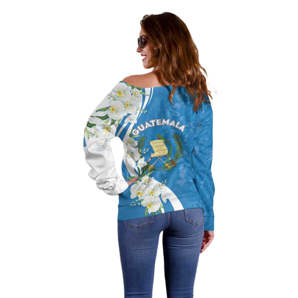 Guatemala 1821 Chapin Off Shoulder Sweater Happy Independence Day - Wonder Print Shop