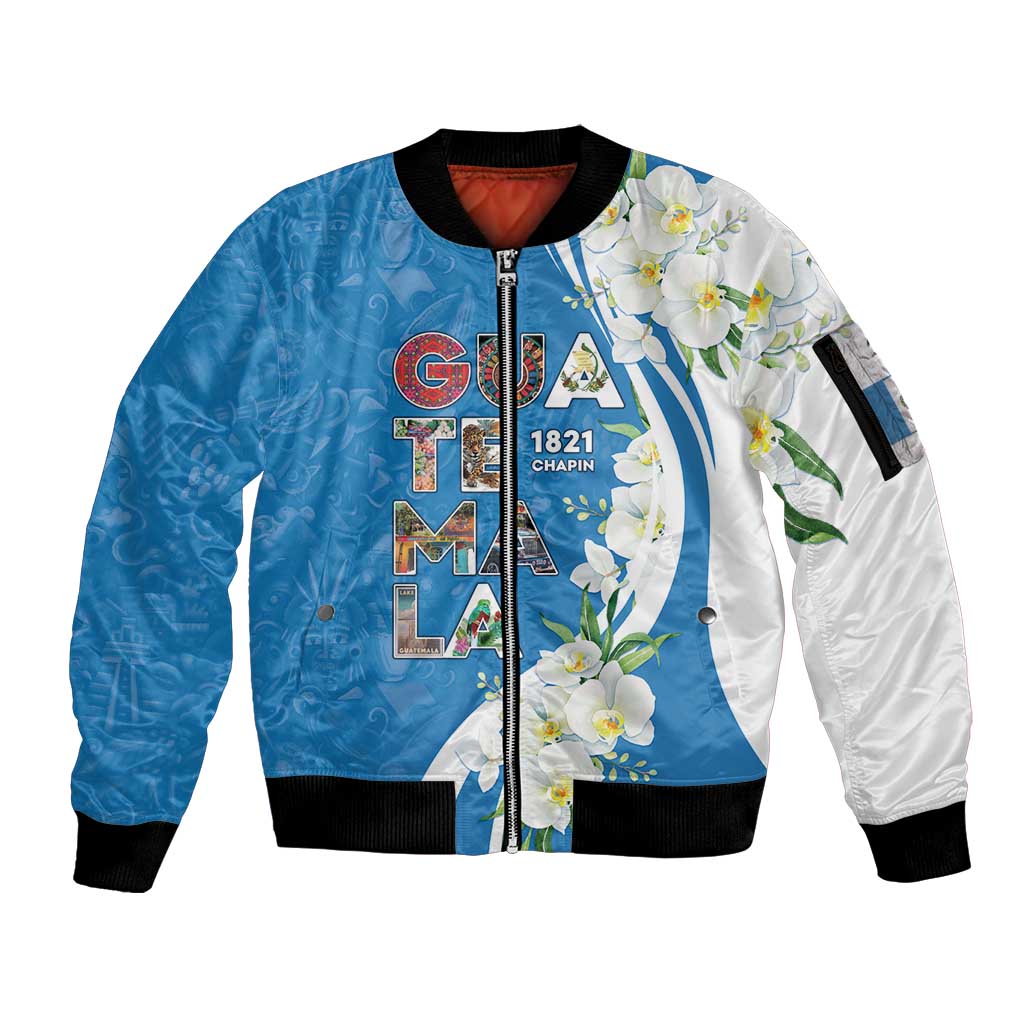 Guatemala 1821 Chapin Sleeve Zip Bomber Jacket Happy Independence Day - Wonder Print Shop