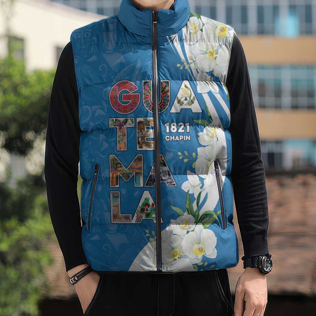 Guatemala 1821 Chapin Sleeveless Puffer Jacket Happy Independence Day - Wonder Print Shop