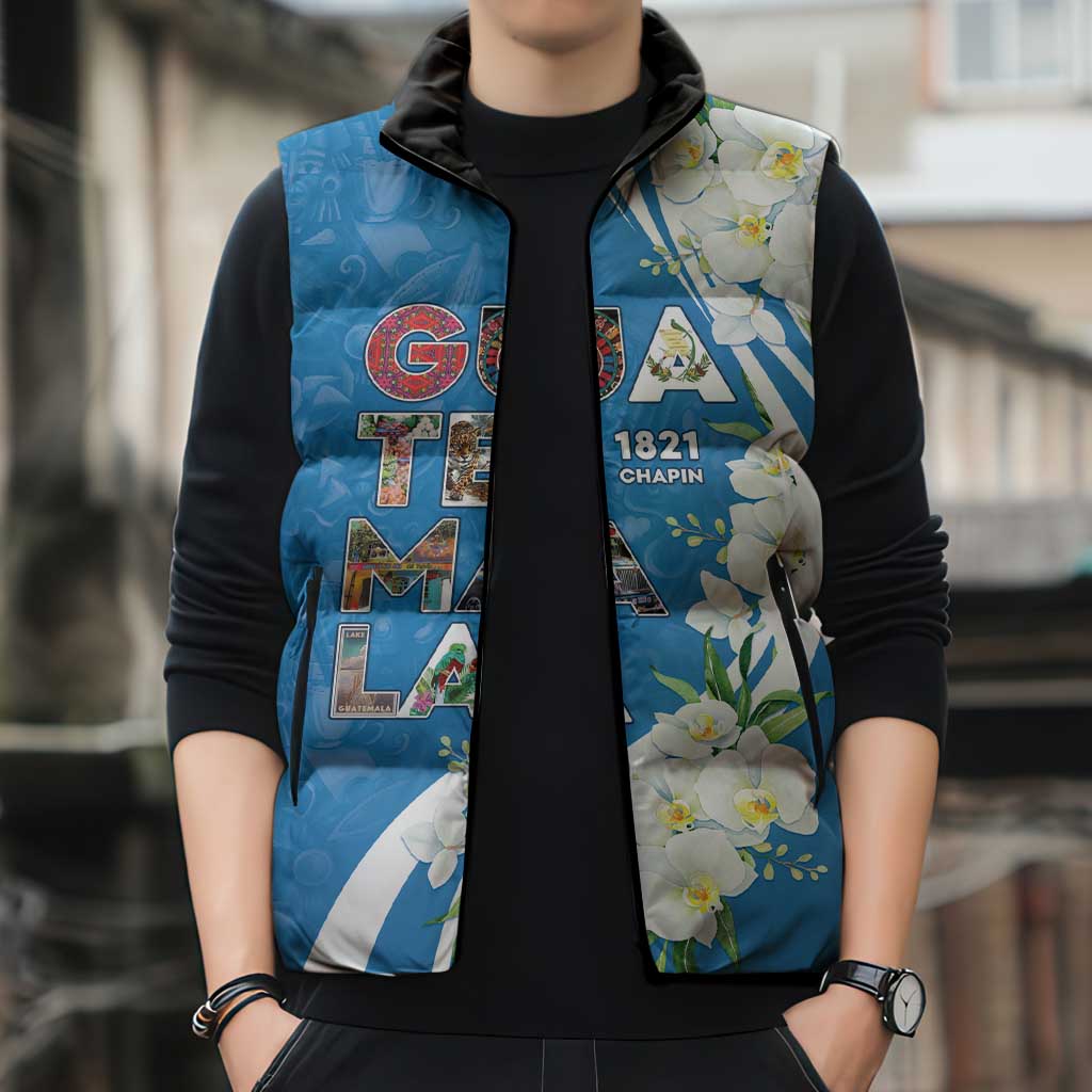 Guatemala 1821 Chapin Sleeveless Puffer Jacket Happy Independence Day - Wonder Print Shop