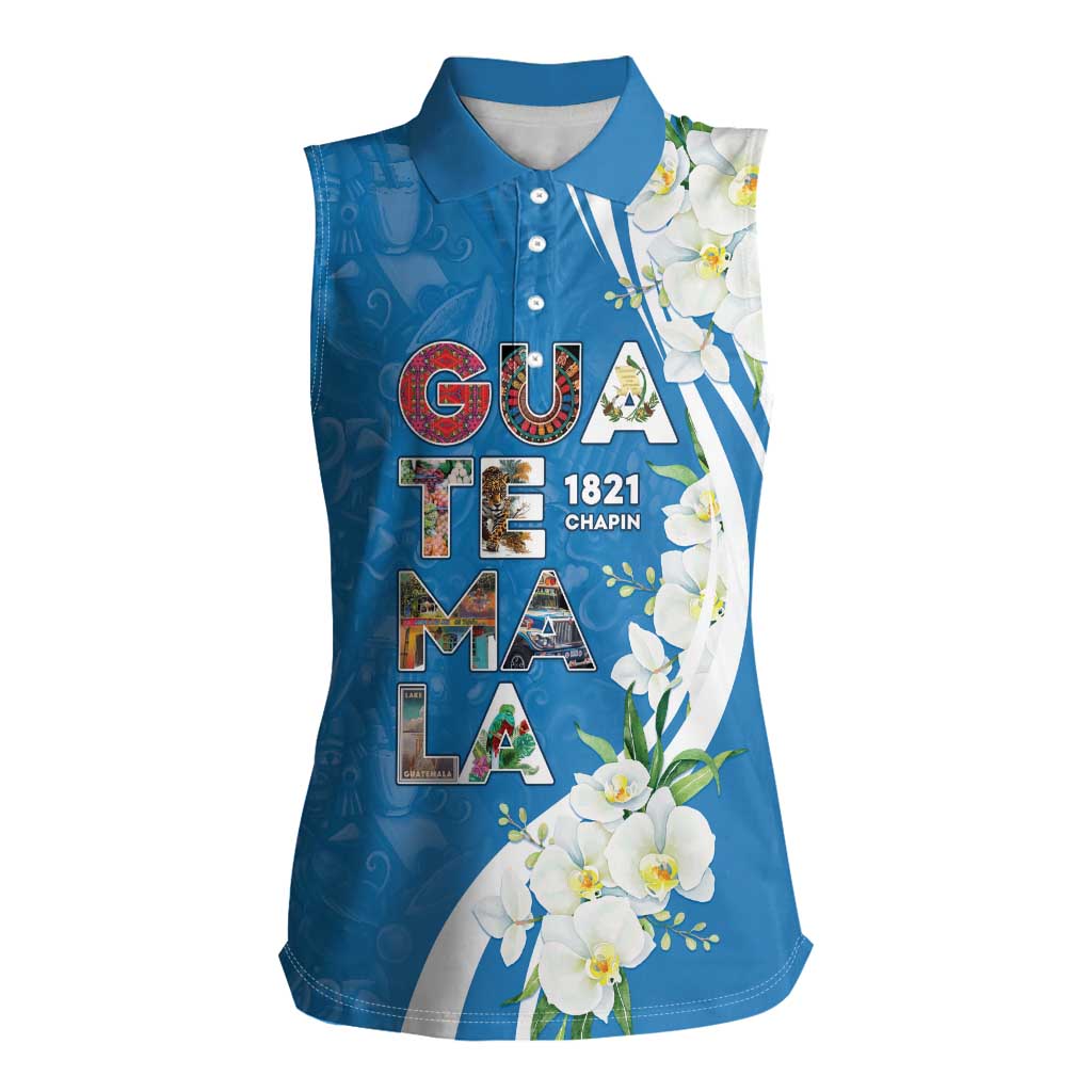 Guatemala 1821 Chapin Women Sleeveless Polo Shirt Happy Independence Day - Wonder Print Shop